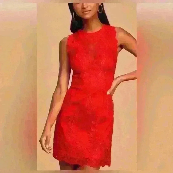 NWT Until We Meet Again Red Lace Embroidered Mini Dress Size Small - Picture 2 of 15